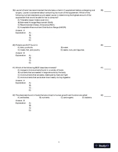 Nutrition: An Applied Approach, 4th Edition Test Bank - Page 10 preview image
