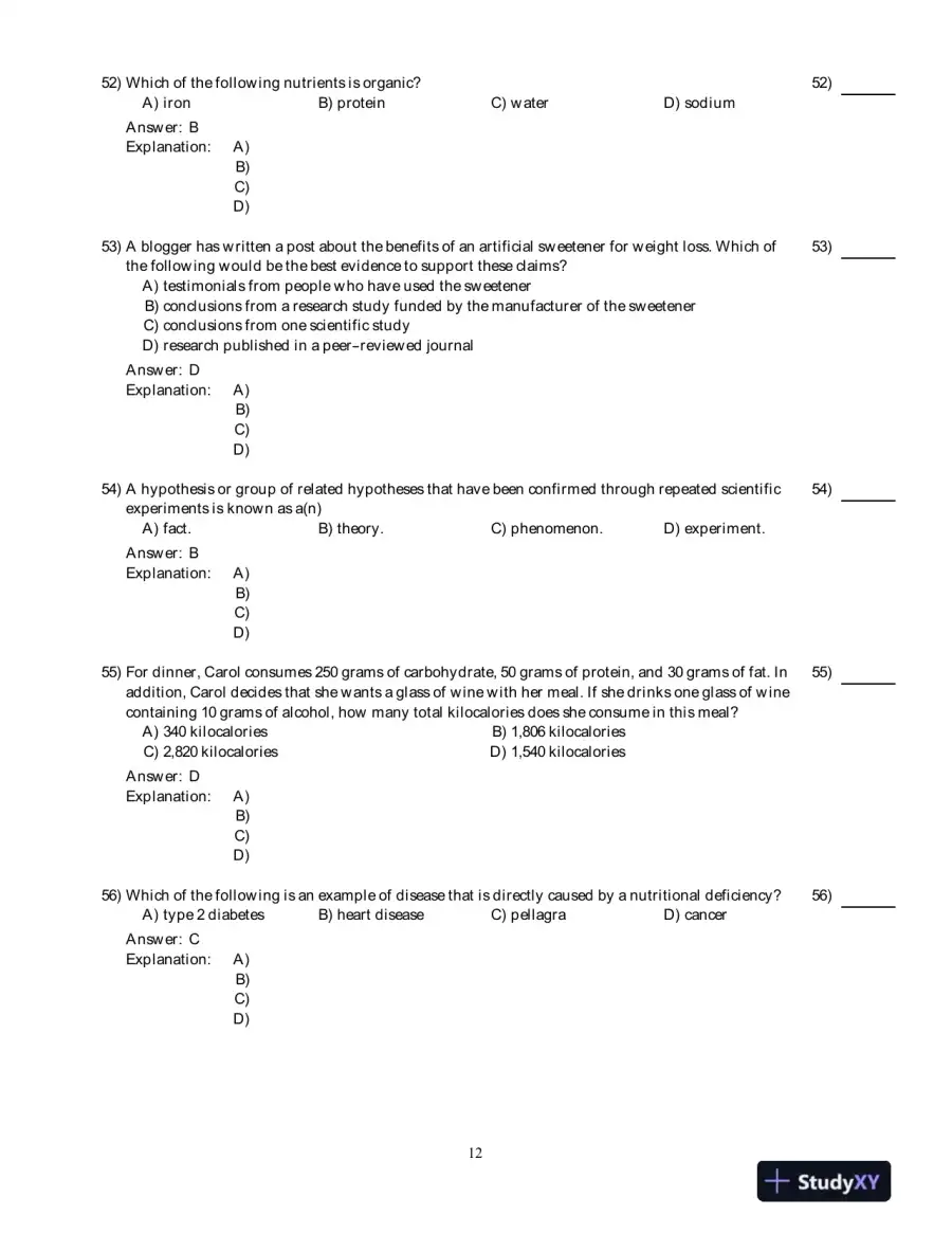 Nutrition: An Applied Approach, 4th Edition Test Bank, page 13