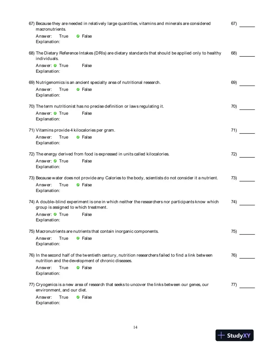 Nutrition: An Applied Approach, 4th Edition Test Bank, page 15