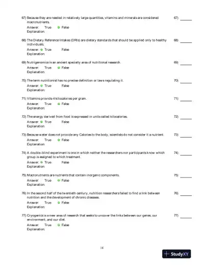 Nutrition: An Applied Approach, 4th Edition Test Bank - Page 15 preview image