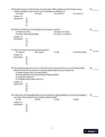 Nutrition: An Applied Approach, 4th Edition Test Bank - Page 5 preview image