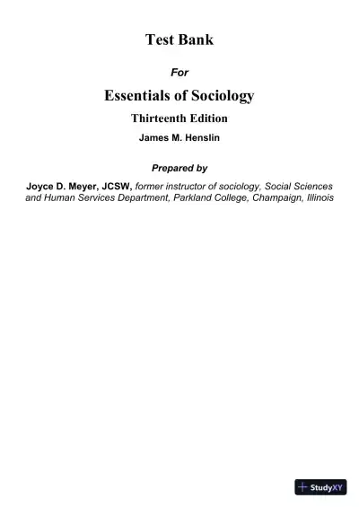 Test Bank For Essentials of Sociology: A Down-to-Earth Approach, 13th Edition - Page 1 preview image