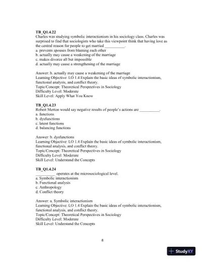 Test Bank For Essentials of Sociology: A Down-to-Earth Approach, 13th Edition - Page 11 preview image