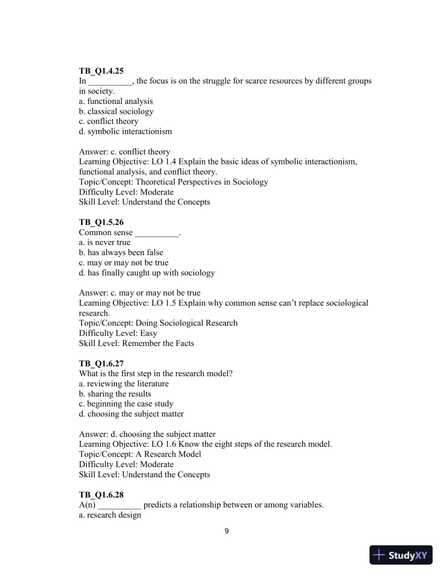 Test Bank For Essentials of Sociology: A Down-to-Earth Approach, 13th Edition, page 12