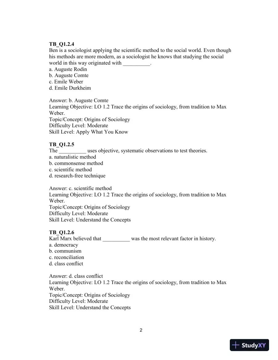 Test Bank For Essentials of Sociology: A Down-to-Earth Approach, 13th Edition, page 5