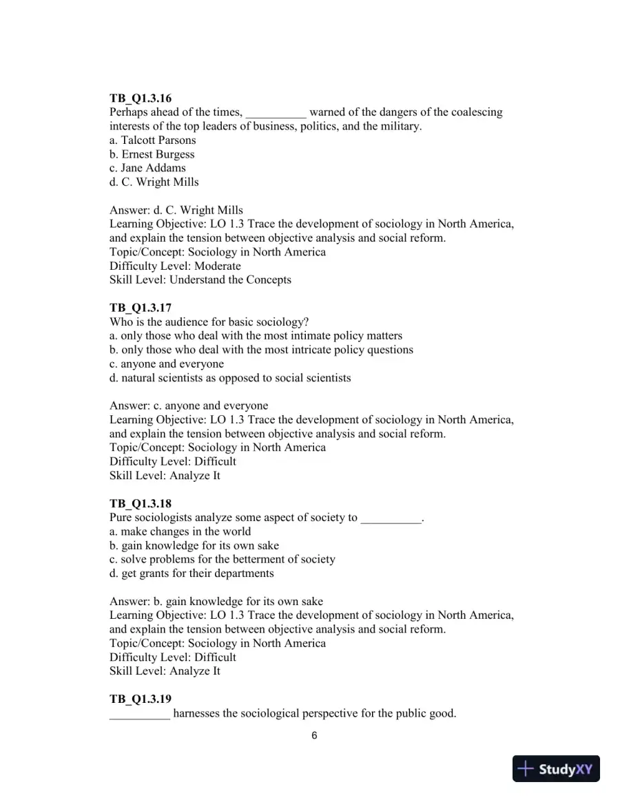 Test Bank For Essentials of Sociology: A Down-to-Earth Approach, 13th Edition, page 9