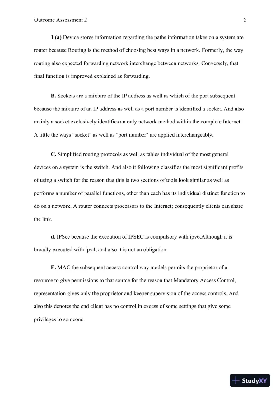 Network Devices, Security Protocols, and Infrastructure Management: A Comprehensive Overview: Outcome Assessment 2, page 3
