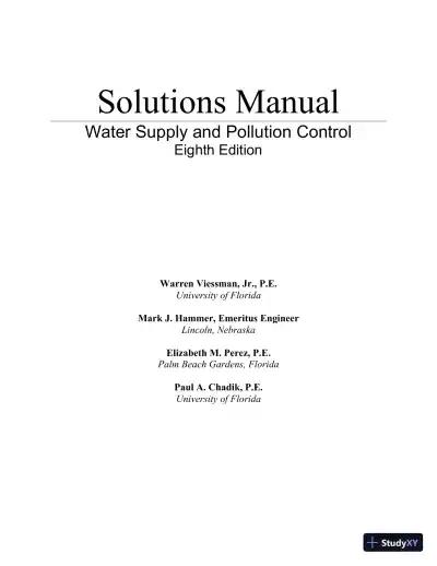 Solution Manual for Water Supply and Pollution Control, 8th Edition - Page 1 preview image