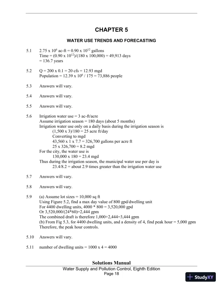 Solution Manual for Water Supply and Pollution Control, 8th Edition, page 18