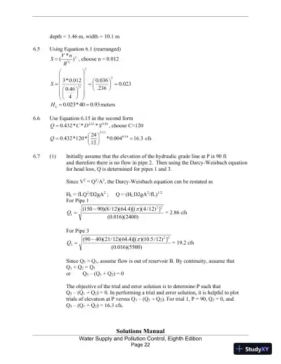 Solution Manual for Water Supply and Pollution Control, 8th Edition - Page 22 preview image