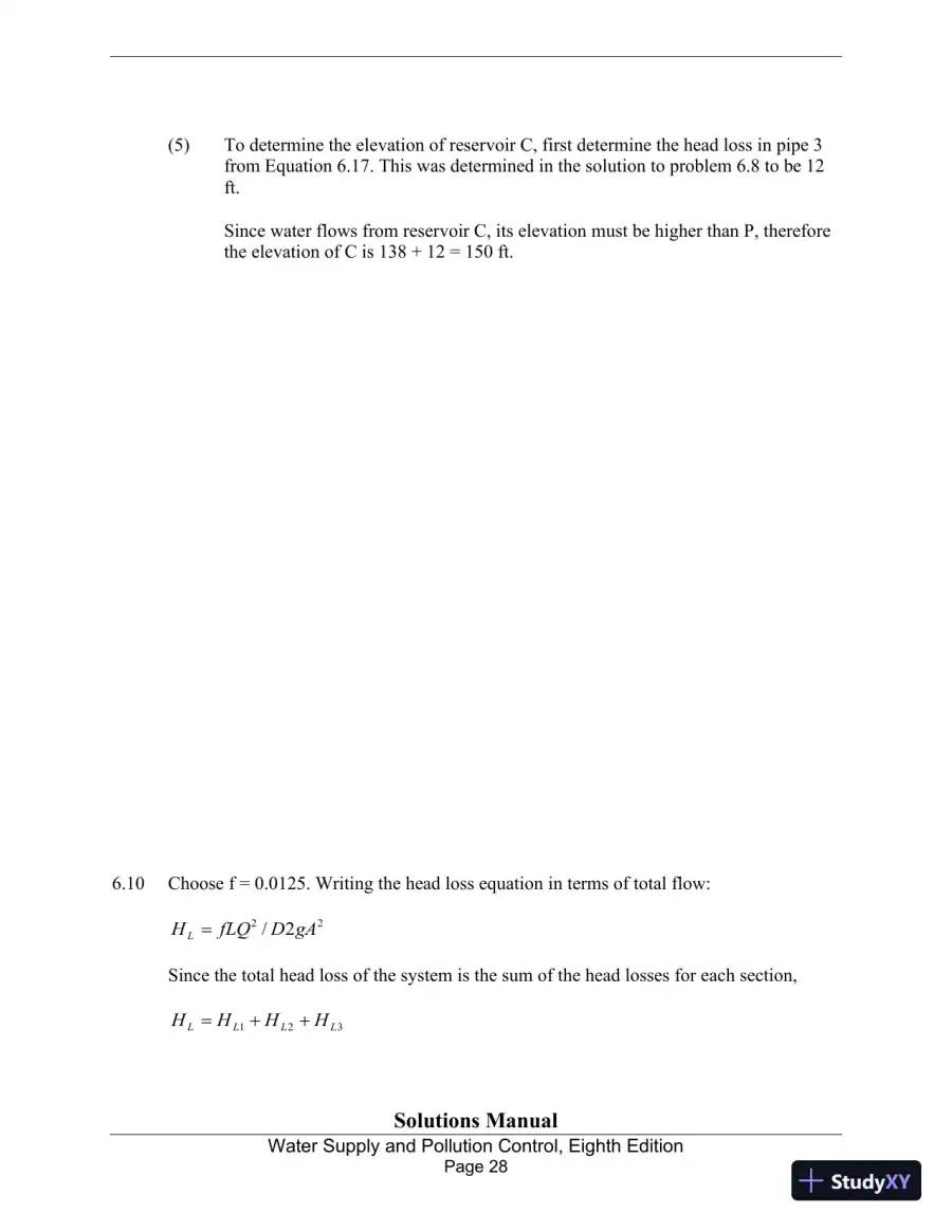 Solution Manual for Water Supply and Pollution Control, 8th Edition, page 28