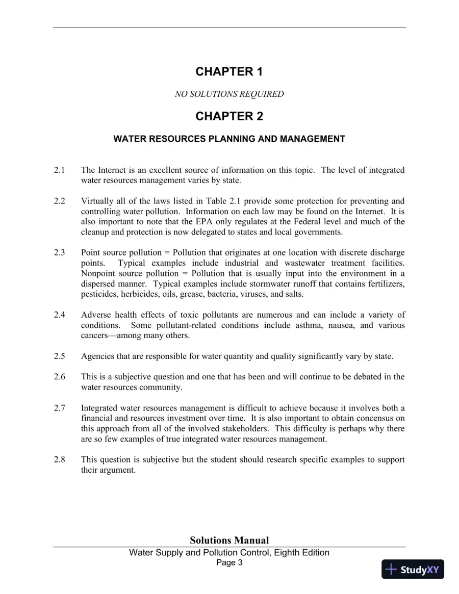 Solution Manual for Water Supply and Pollution Control, 8th Edition, page 3
