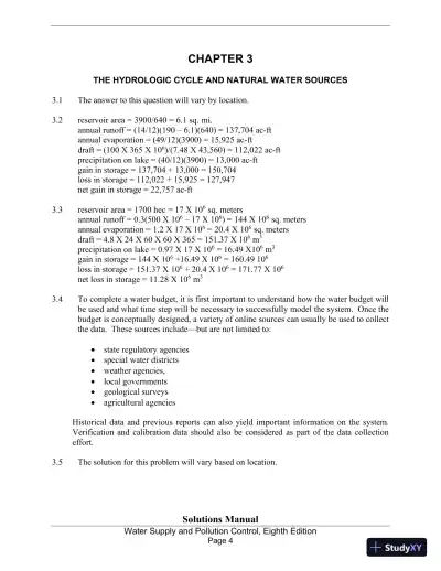 Solution Manual for Water Supply and Pollution Control, 8th Edition - Page 4 preview image