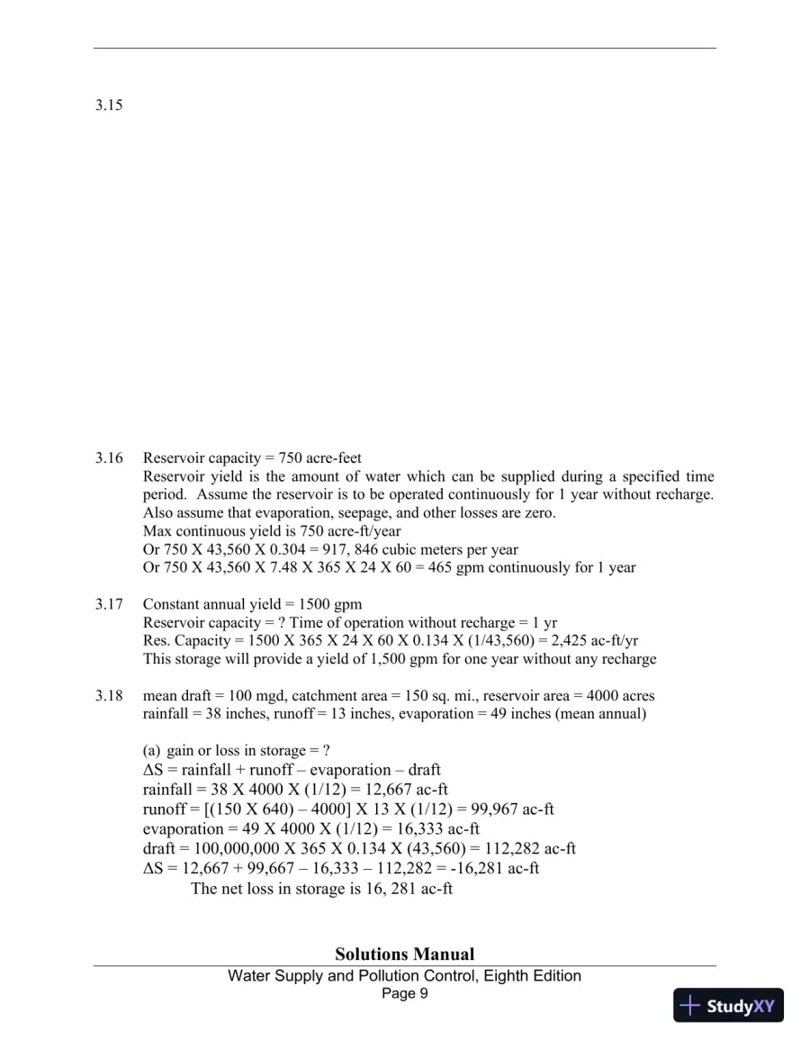 Solution Manual for Water Supply and Pollution Control, 8th Edition, page 9