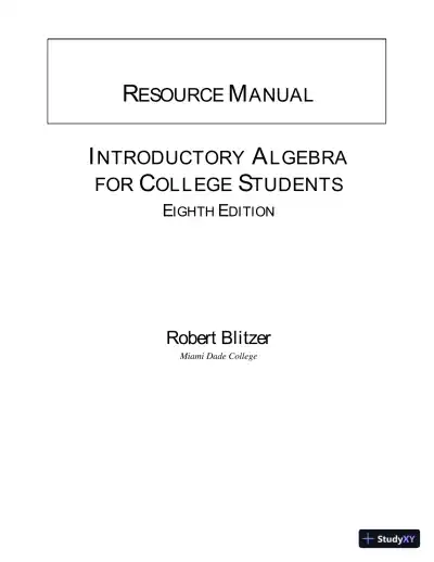 Solution Manual for Introductory Algebra for College Students, 6th Edition - Page 1 preview image
