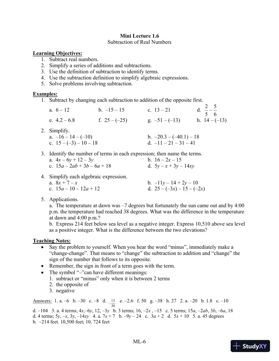 Solution Manual for Introductory Algebra for College Students, 6th Edition, page 9