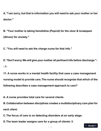 2024-2025 ATI Leadership Proctored Focus Practice Exam with Answers (63 Solved Questions) - Page 5 preview image