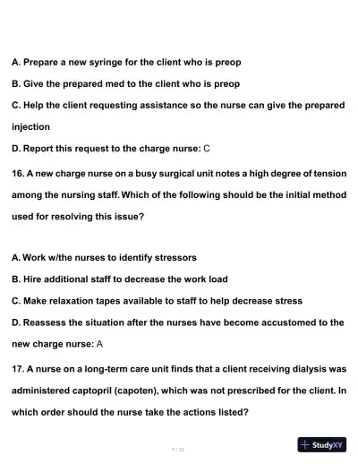 2024-2025 ATI Leadership Proctored Focus Practice Exam with Answers (63 Solved Questions) - Page 8 preview image