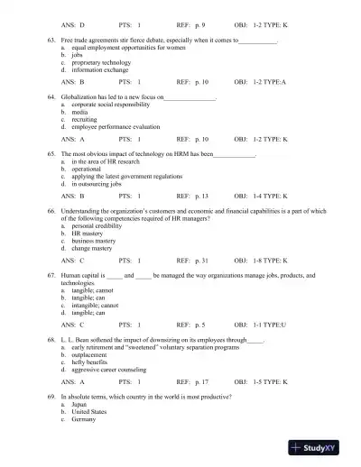 Test Bank For Managing Human Resources, 16th Edition - Page 15 preview image