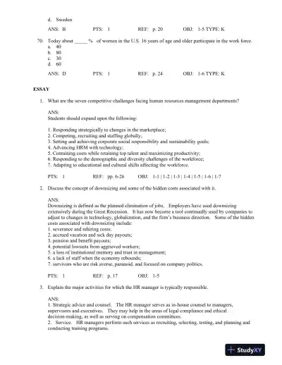 Test Bank For Managing Human Resources, 16th Edition - Page 16 preview image