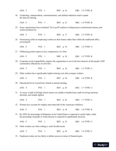 Test Bank For Managing Human Resources, 16th Edition - Page 4 preview image