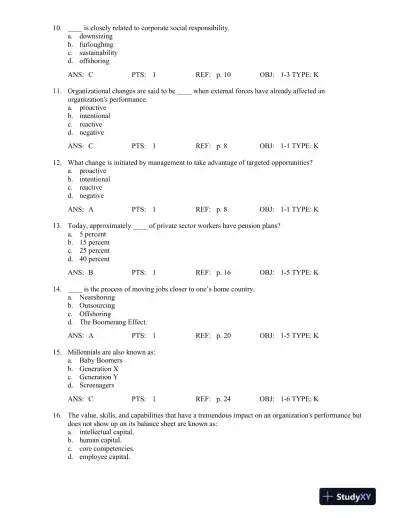 Test Bank For Managing Human Resources, 16th Edition - Page 7 preview image