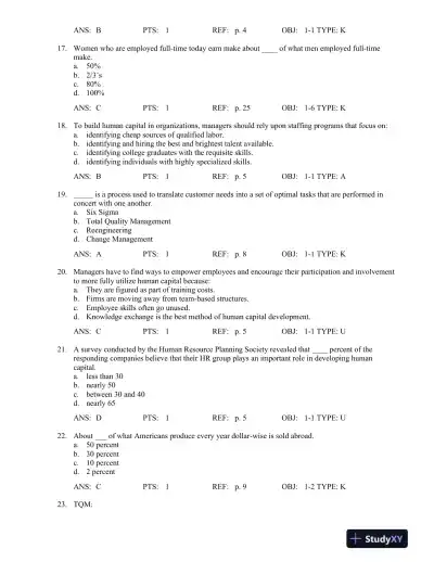 Test Bank For Managing Human Resources, 16th Edition - Page 8 preview image