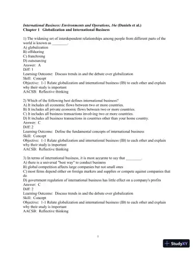 Test Bank for International Business, 15th Edition - Page 1 preview image