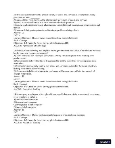 Test Bank for International Business, 15th Edition - Page 10 preview image