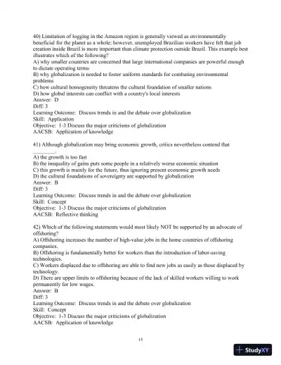 Test Bank for International Business, 15th Edition - Page 16 preview image