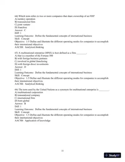 Test Bank for International Business, 15th Edition - Page 23 preview image