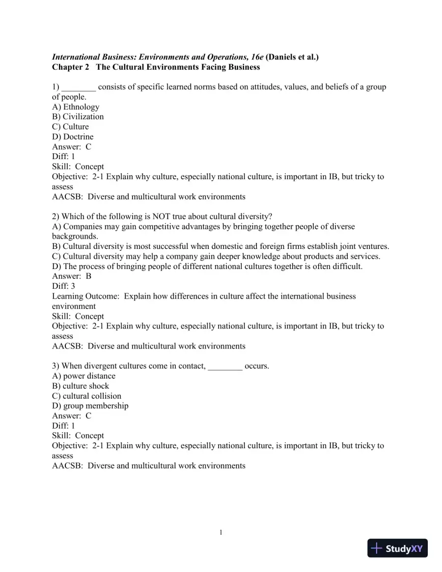 Test Bank for International Business, 15th Edition, page 31