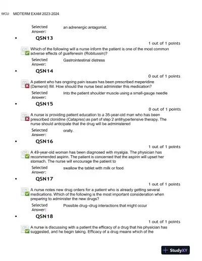 2023-2024 NURS676 Pharmacology Midterm Exam With Answers (100 Solved Questions) - Page 4 preview image