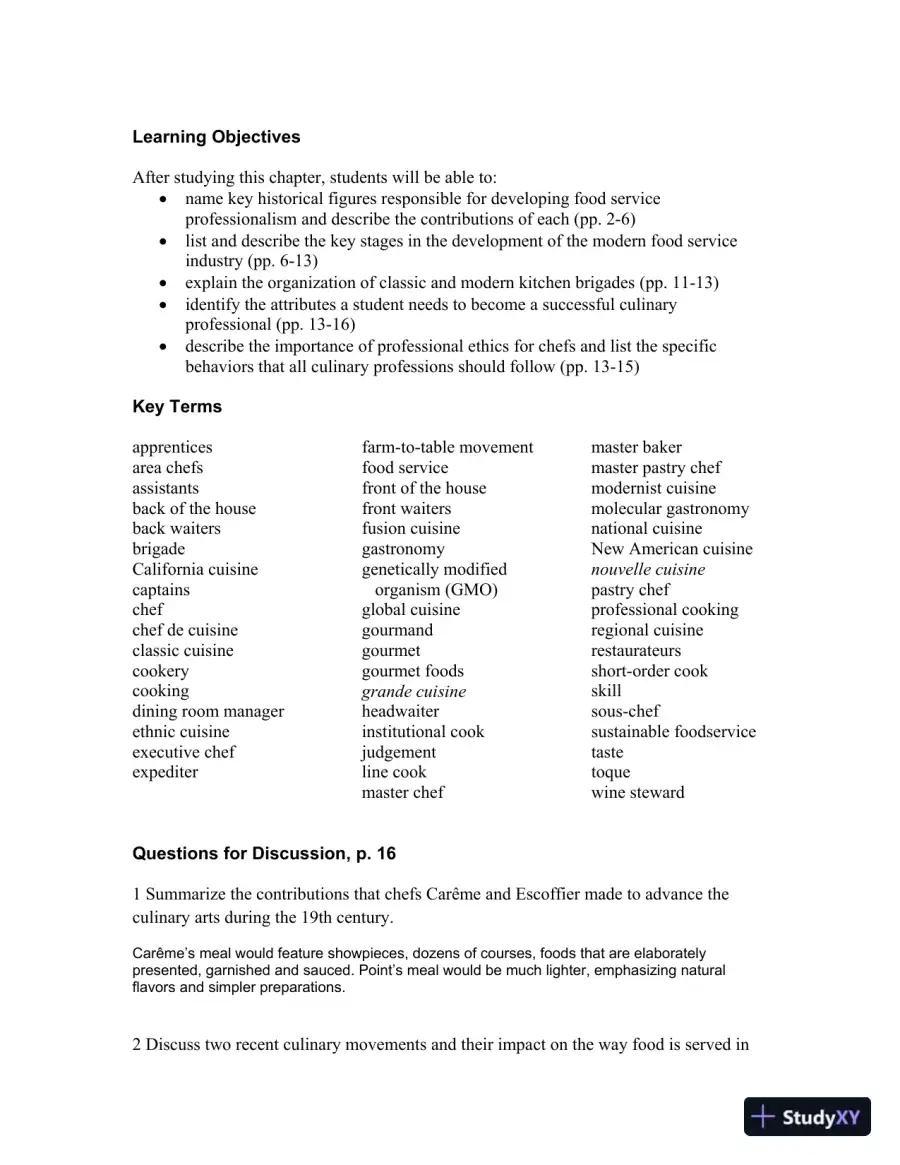 On Cooking: A Textbook of Culinary Fundamentals, 6th Edition Solution Manual, page 6