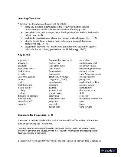 On Cooking: A Textbook of Culinary Fundamentals, 6th Edition Solution Manual - Page 6 preview image
