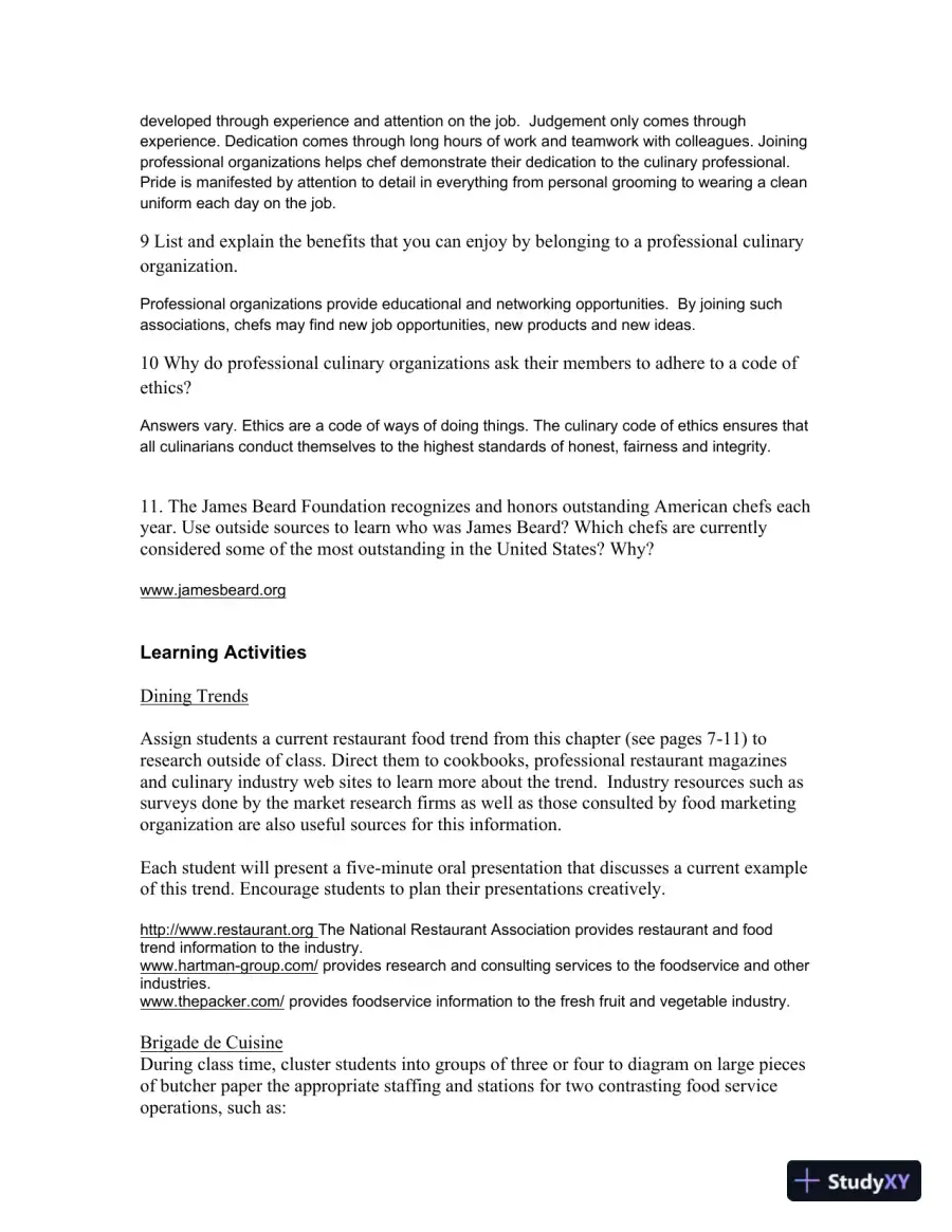 On Cooking: A Textbook of Culinary Fundamentals, 6th Edition Solution Manual, page 8