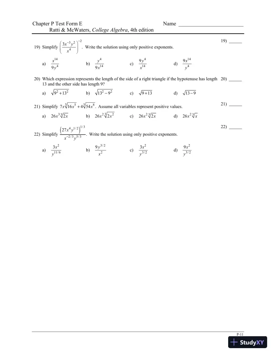 College Algebra, 4th Edition Test Bank, page 15