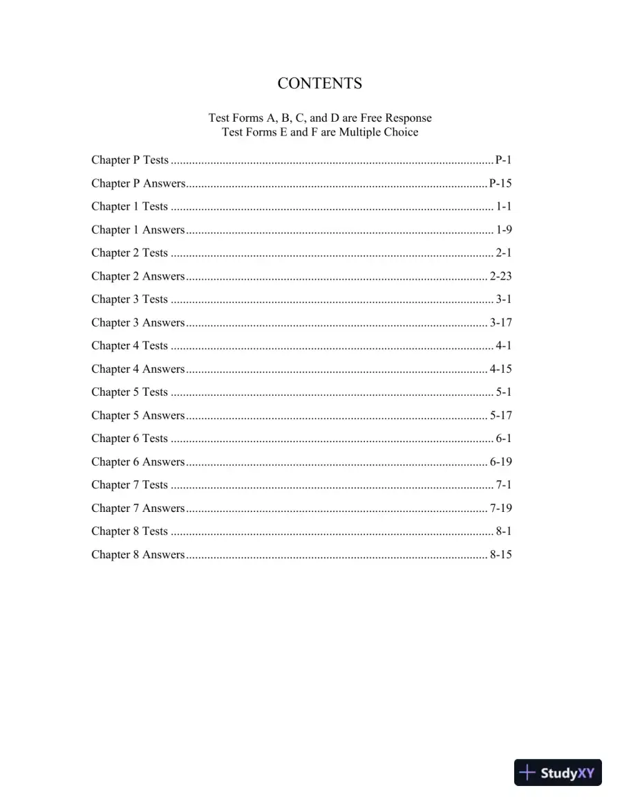 College Algebra, 4th Edition Test Bank, page 3