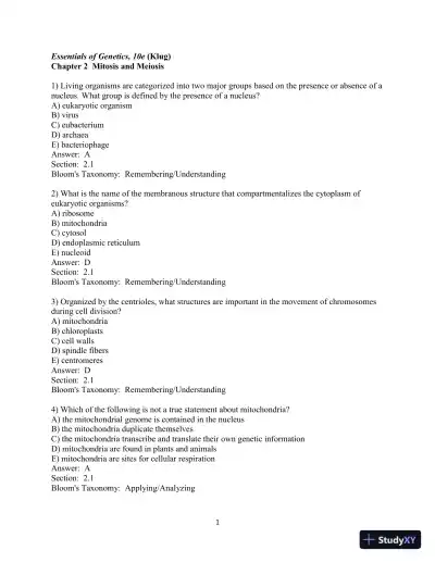 Test Bank For Essentials of Genetics, 10th Edition - Page 15 preview image