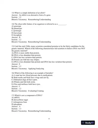 Test Bank For Essentials of Genetics, 10th Edition - Page 5 preview image