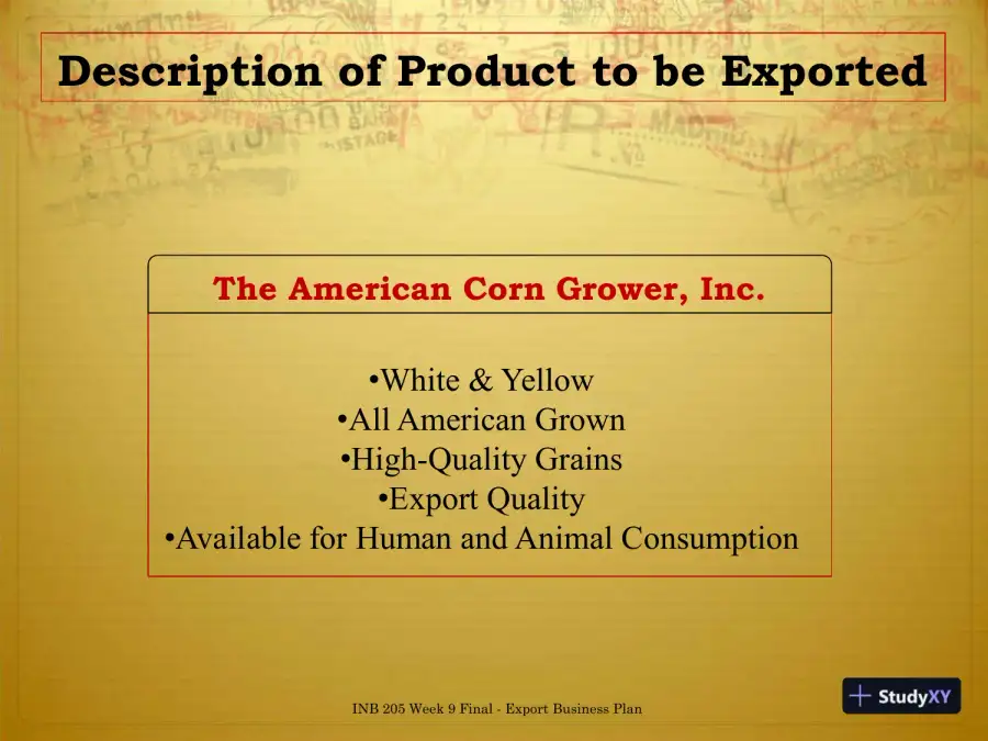INB 205 Week 9 Final - Export Business Plan 1: MEXICO - Axia College, University Of Phoenix, page 3