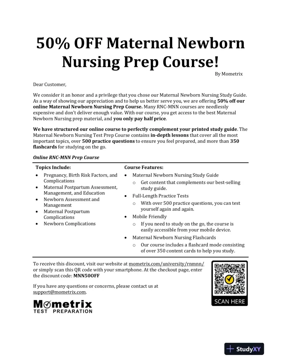 Maternal Newborn Nursing Exam Secrets Study Guide - Exam Review and Practice Test, 2nd Edition (2020), page 3