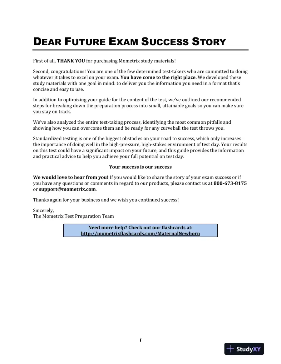 Maternal Newborn Nursing Exam Secrets Study Guide - Exam Review and Practice Test, 2nd Edition (2020), page 8
