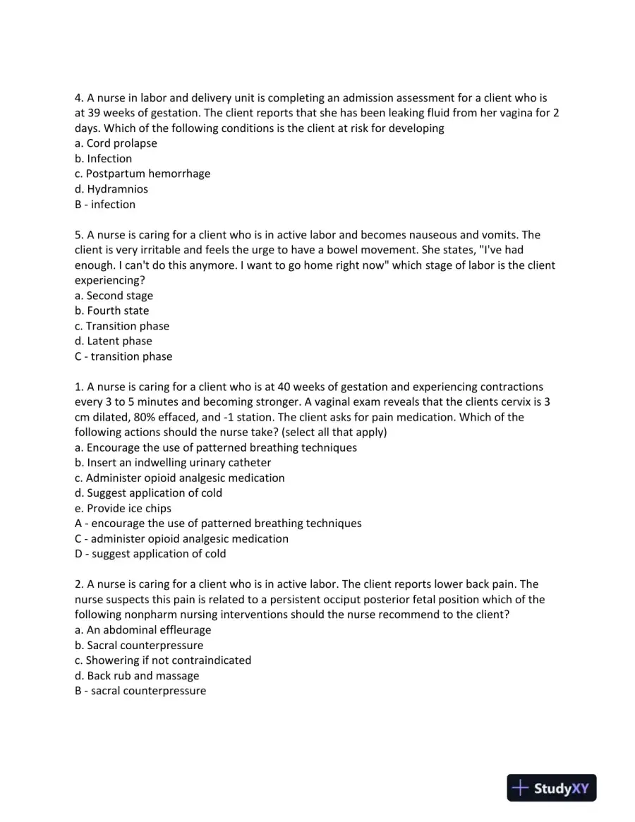 ATI Maternity Proctored Exam Version 4 With Answers (30 Solved Questions), page 3