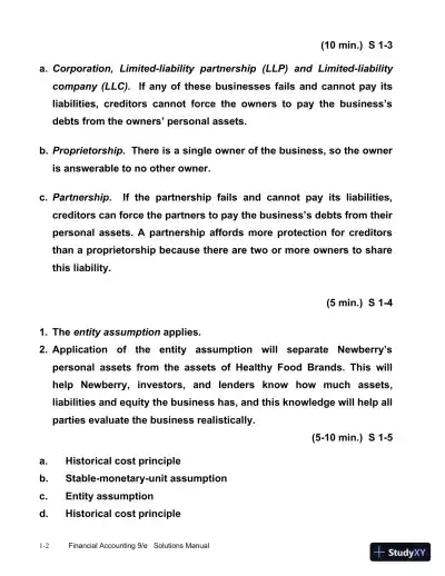 Financial Accounting, 9th Edition Solution Manual - Page 3 preview image