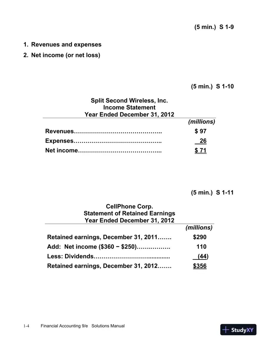 Financial Accounting, 9th Edition Solution Manual, page 5