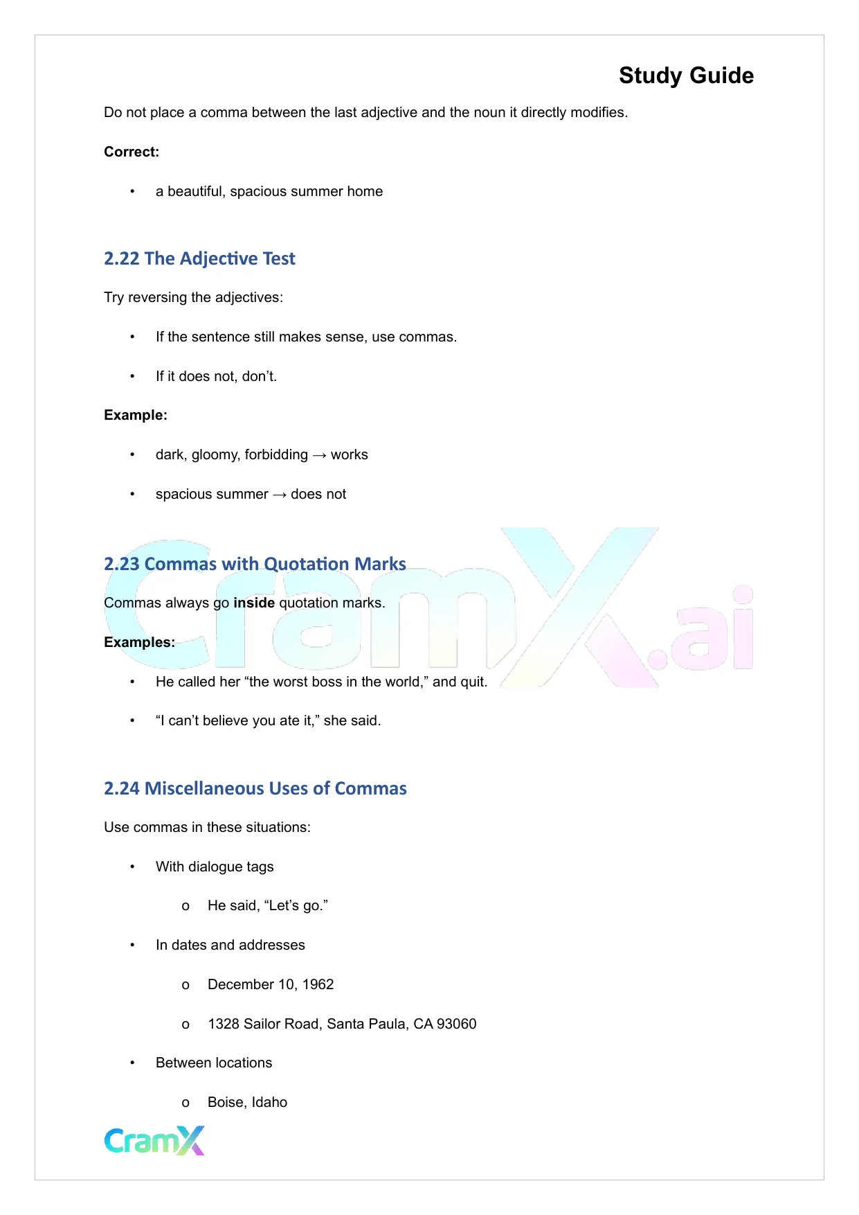 Grammar - Commas, Semicolons, and Colons - Page 10 preview image