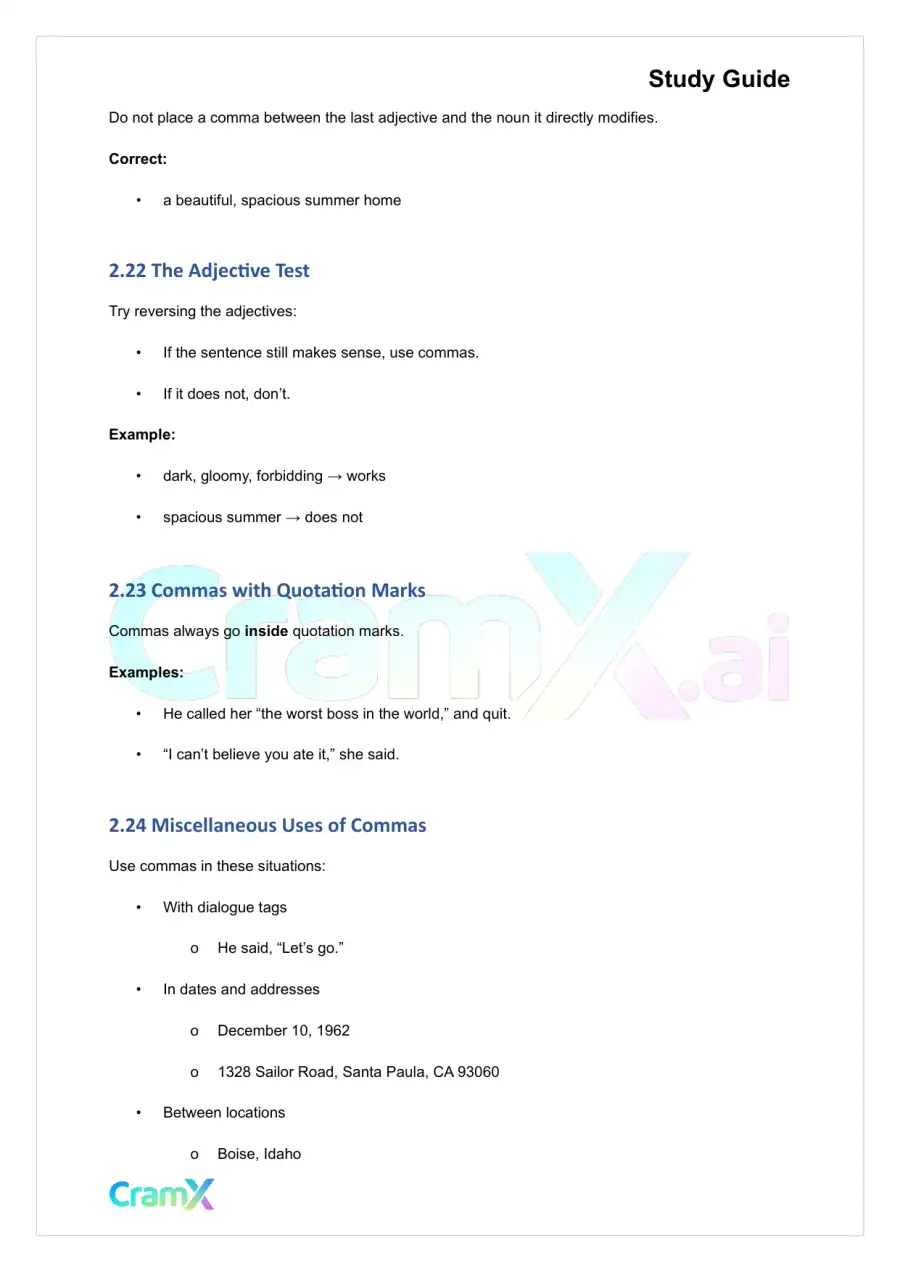 Grammar - Commas, Semicolons, and Colons, page 10