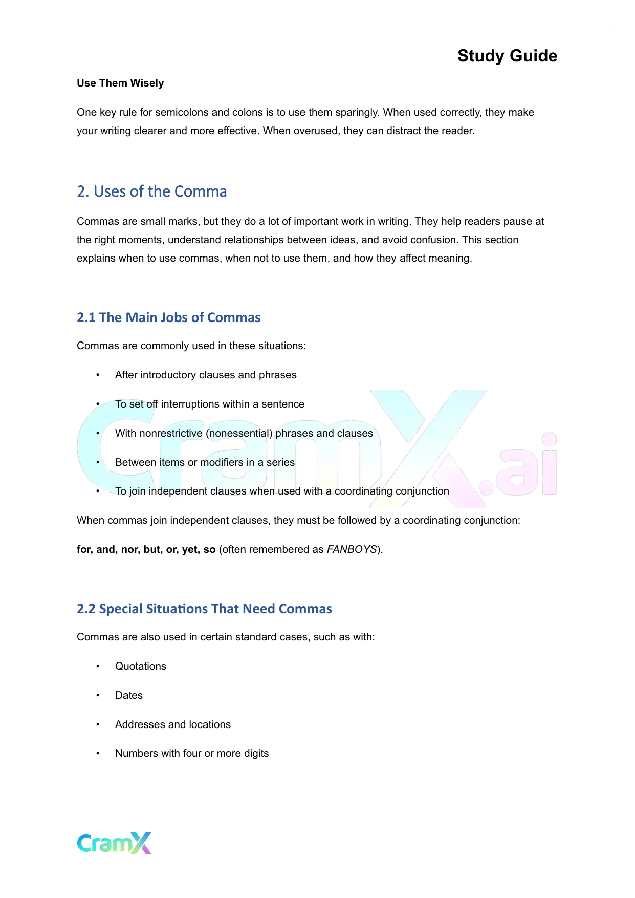 Grammar - Commas, Semicolons, and Colons - Page 2 preview image