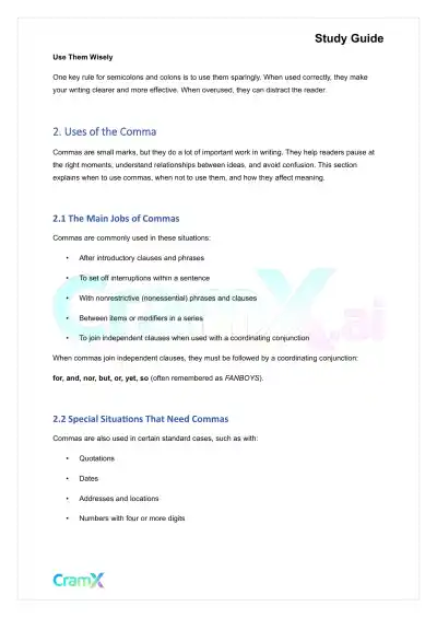 Grammar - Commas, Semicolons, and Colons - Page 2 preview image